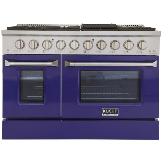Kucht KNG Series 48" Blue Freestanding Natural Gas Range With 8 Burners