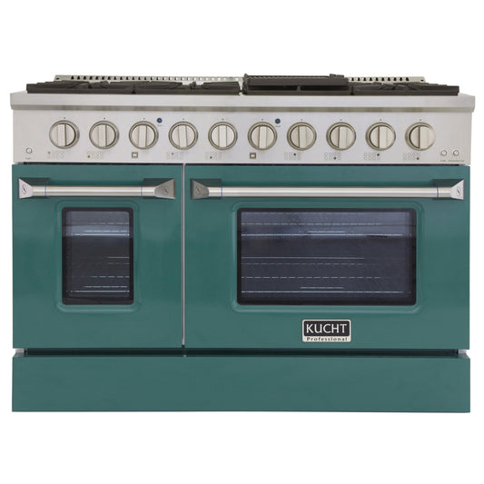 Kucht KNG Series 48" Green Freestanding Natural Gas Range With 8 Burners