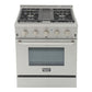 Kucht KRD Series 30" Freestanding Natural Gas Dual Fuel Range With 4 Burners and Classic Silver Knobs