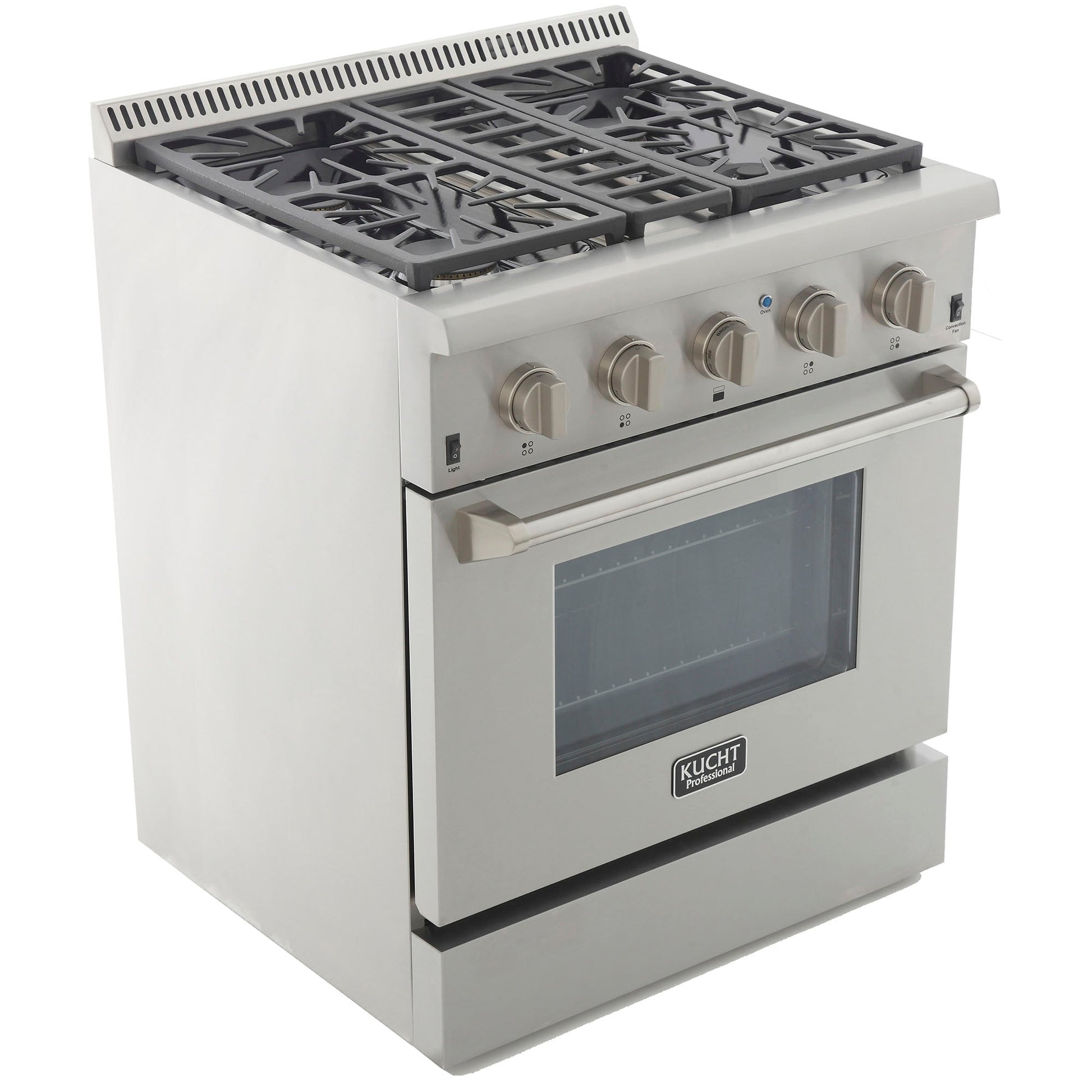 Kucht KRD Series 30" Freestanding Natural Gas Dual Fuel Range With 4 Burners and Classic Silver Knobs