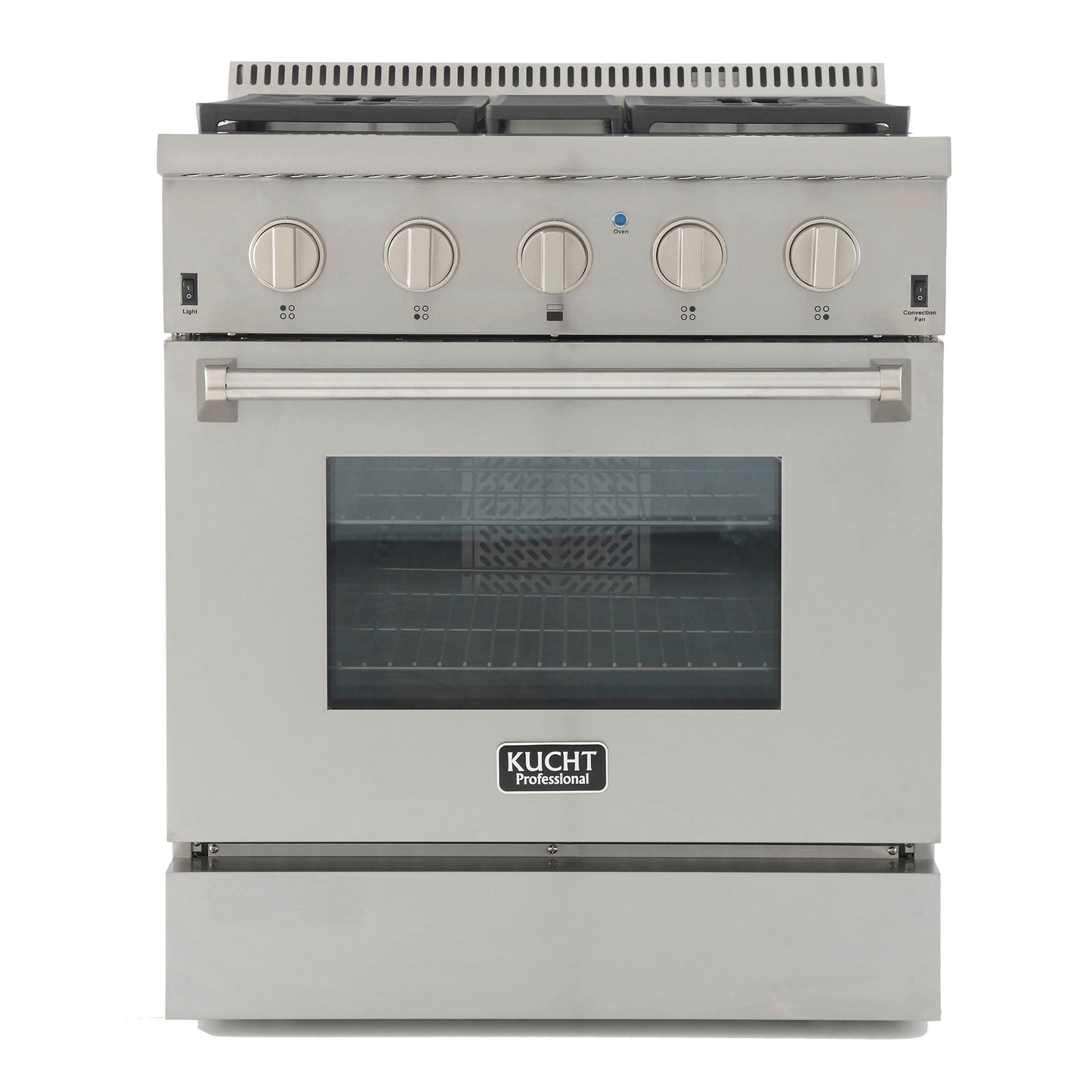 Kucht KRD Series 30" Freestanding Natural Gas Dual Fuel Range With 4 Burners and Classic Silver Knobs