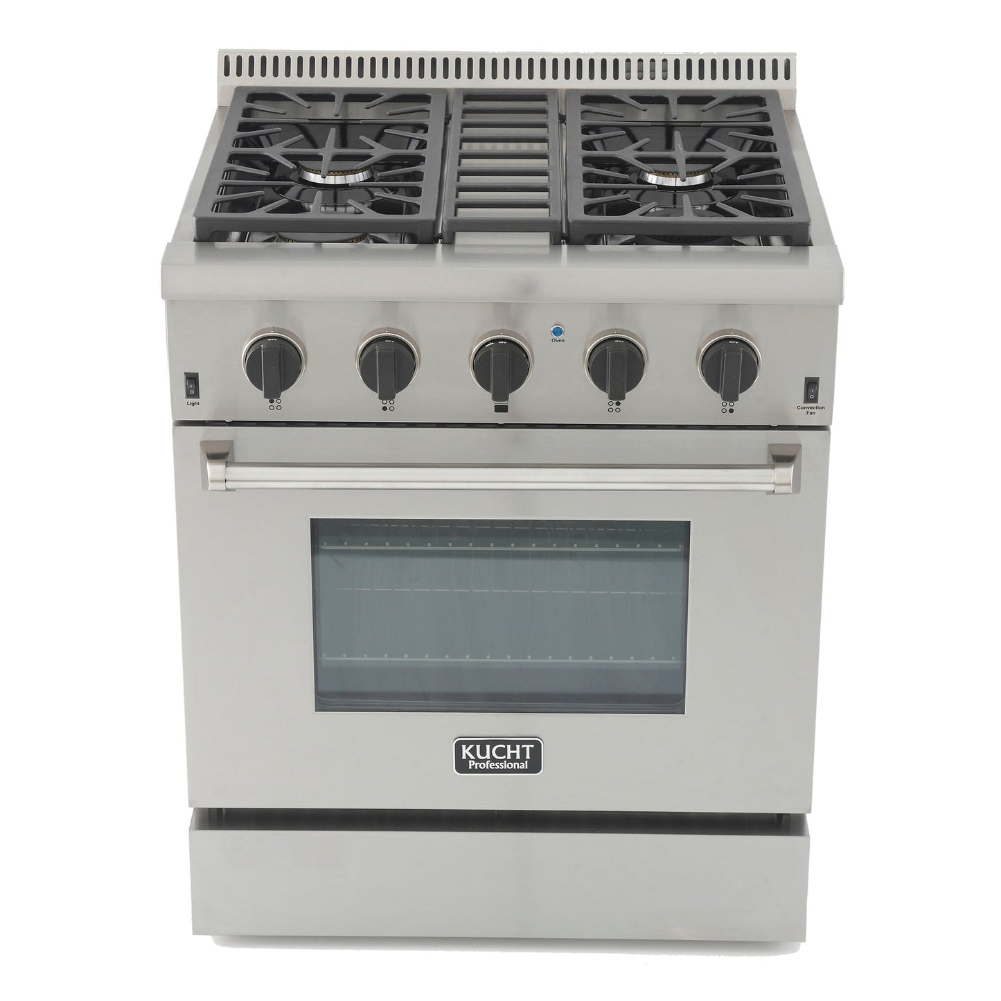 Kucht KRD Series 30" Freestanding Natural Gas Dual Fuel Range With 4 Burners and Tuxedo Black Knobs