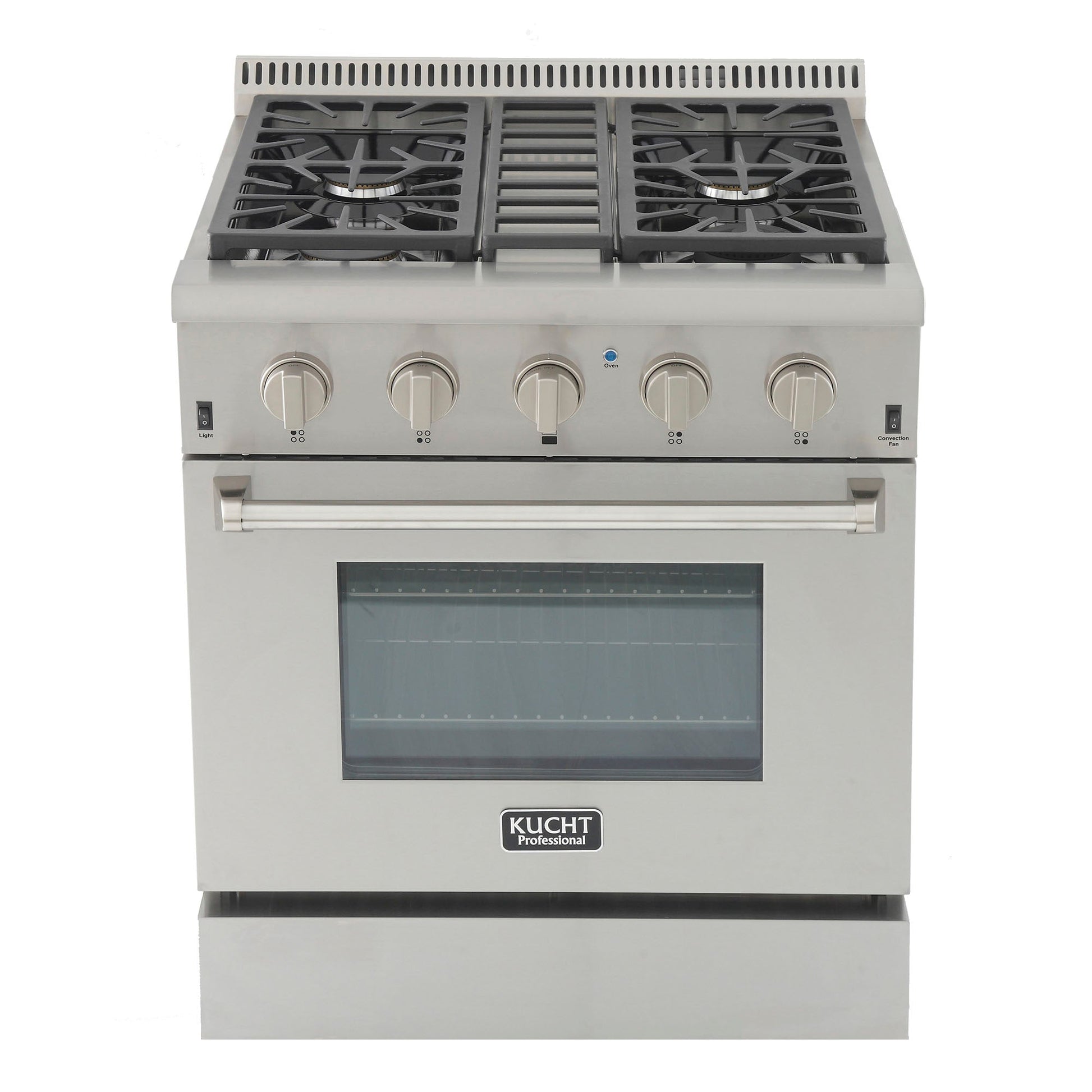 Kucht KRD Series 30" Freestanding Propane Gas Dual Fuel Range With 4 Burners and Classic Silver Knobs