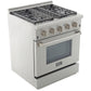 Kucht KRD Series 30" Freestanding Propane Gas Dual Fuel Range With 4 Burners and Classic Silver Knobs