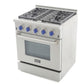 Kucht KRD Series 30" Freestanding Propane Gas Dual Fuel Range With 4 Burners and Royal Blue Knobs