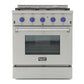 Kucht KRD Series 30" Freestanding Propane Gas Dual Fuel Range With 4 Burners and Royal Blue Knobs