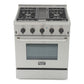 Kucht KRD Series 30" Freestanding Propane Gas Dual Fuel Range With 4 Burners and Tuxedo Black Knobs