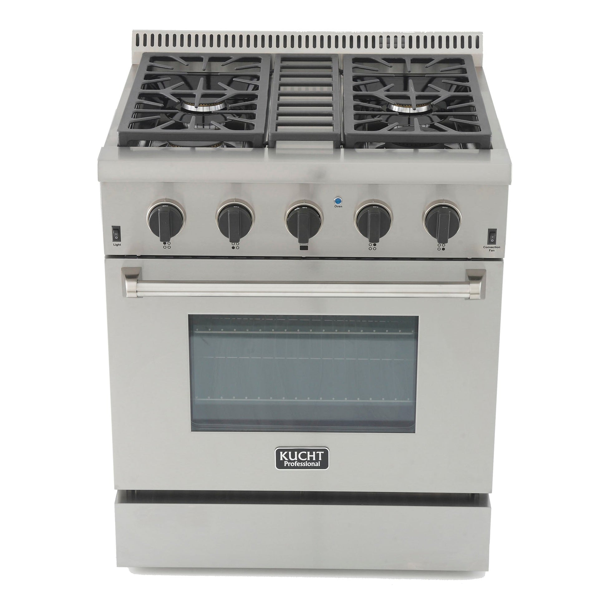 Kucht KRD Series 30" Freestanding Propane Gas Dual Fuel Range With 4 Burners and Tuxedo Black Knobs