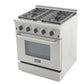 Kucht KRD Series 30" Freestanding Propane Gas Dual Fuel Range With 4 Burners and Tuxedo Black Knobs