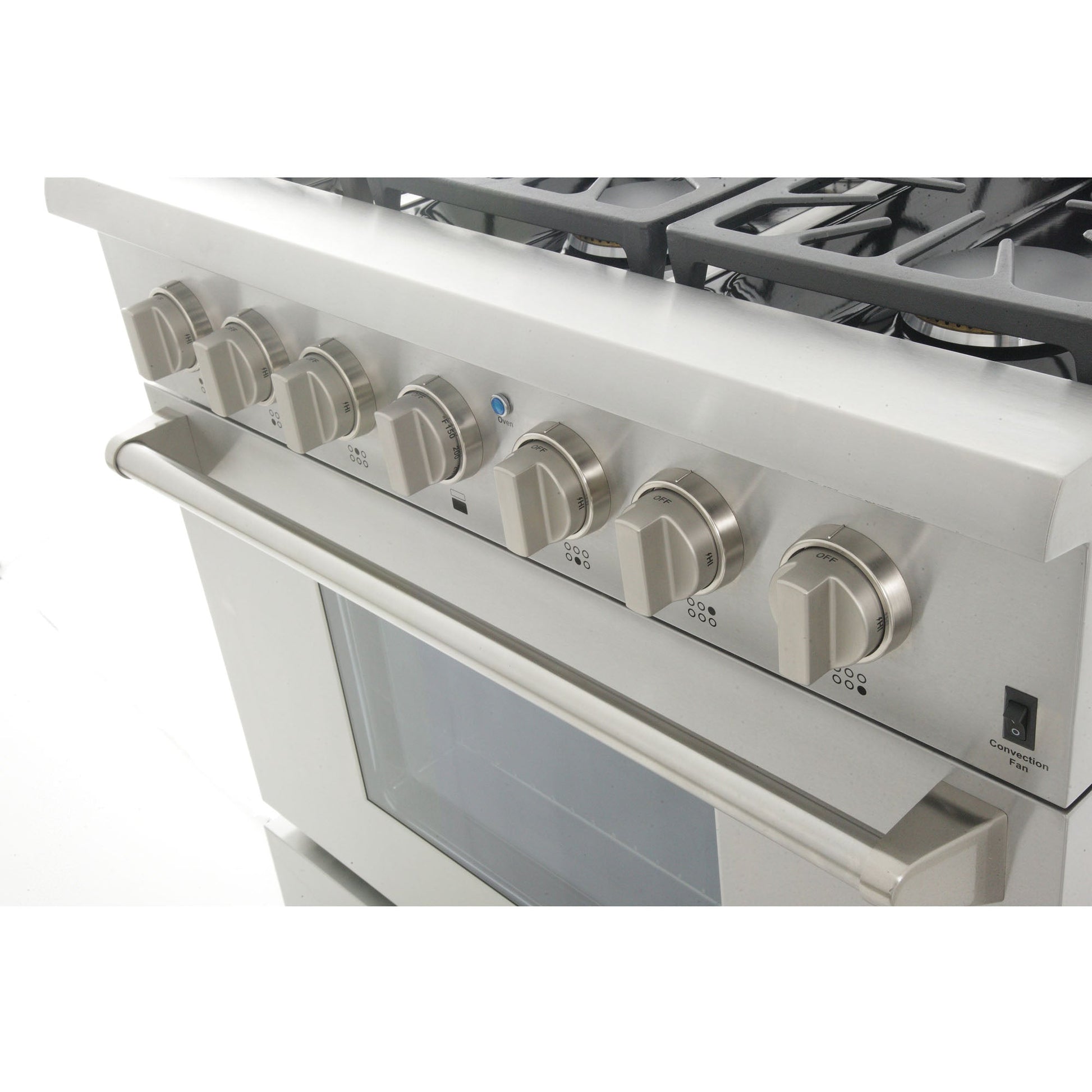 Kucht KRD Series 36" Freestanding Natural Gas Dual Fuel Range With 6 Burners and Classic Silver Knobs