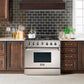 Kucht KRD Series 36" Freestanding Natural Gas Dual Fuel Range With 6 Burners and Classic Silver Knobs