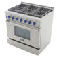 Kucht KRD Series 36" Freestanding Propane Gas Dual Fuel Range With 6 Burners and Royal Blue Knobs