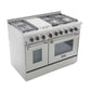 Kucht KRD Series 48" Freestanding Natural Gas Dual Fuel Range With 6 Burners, Griddle and Tuxedo Black Knobs