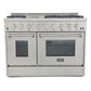 Kucht KRD Series 48" Freestanding Propane Gas Dual Fuel Range With 6 Burners, Griddle and Classic Silver Knobs