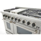 Kucht KRD Series 48" Freestanding Propane Gas Dual Fuel Range With 6 Burners, Griddle and Tuxedo Black Knobs