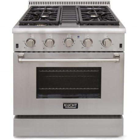 Kucht KRG Series 30" Freestanding Natural Gas Range With 4 Burners and Classic Silver Knobs
