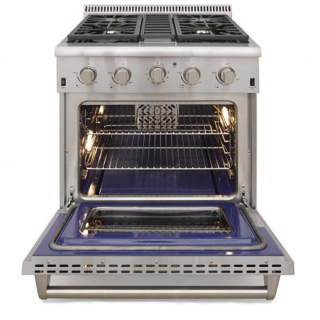 Kucht KRG Series 30" Freestanding Natural Gas Range With 4 Burners and Royal Blue Knobs