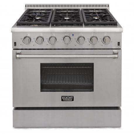 Kucht KRG Series 36" Freestanding Natural Gas Range With 6 Burners and Royal Blue Knobs