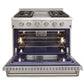 Kucht KRG Series 36" Freestanding Propane Gas Range With 4 Burners, Griddle and Royal Blue Knobs