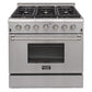 Kucht KRG Series 36" Freestanding Propane Gas Range With 6 Burners and Classic Silver Knobs