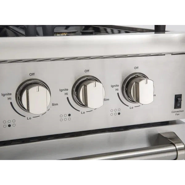 Kucht KRG Series 36" Freestanding Propane Gas Range With 6 Burners and Royal Blue Knobs