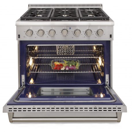 Kucht KRG Series 36" Freestanding Propane Gas Range With 6 Burners and Tuxedo Black Knobs