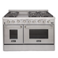 Kucht KRG Series 48" Freestanding Natural Gas Range With 6 Burners, Griddle and Classic Silver Knobs