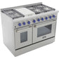 Kucht KRG Series 48" Freestanding Propane Gas Range With 6 Burners, Griddle and Royal Blue Knobs