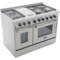 Kucht KRG Series 48" Freestanding Propane Gas Range With 6 Burners, Griddle and Tuxedo Black Knobs