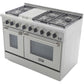 Kucht KRG Series 48" Freestanding Propane Gas Range With 6 Burners, Griddle and Tuxedo Black Knobs