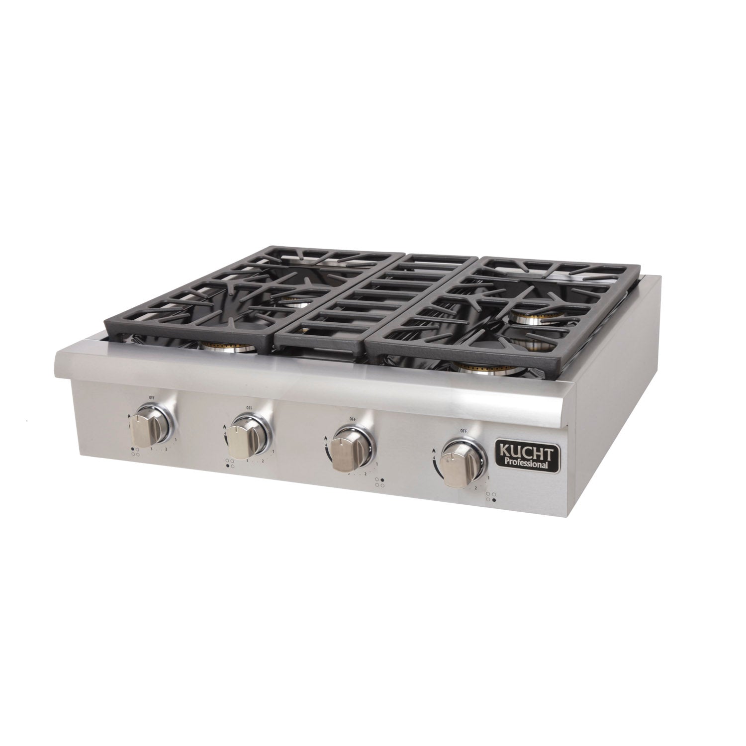 Kucht KRT Series 30" Natural Gas Range-Top With 4 Burners and Classic Silver Knobs