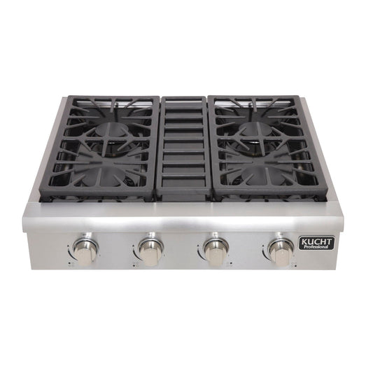 Kucht KRT Series 30" Propane Gas Range-Top With 4 Burners and Classic Silver Knobs