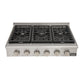 Kucht KRT Series 36" Natural Gas Range-Top With 6 Burners and Classic Silver Knobs