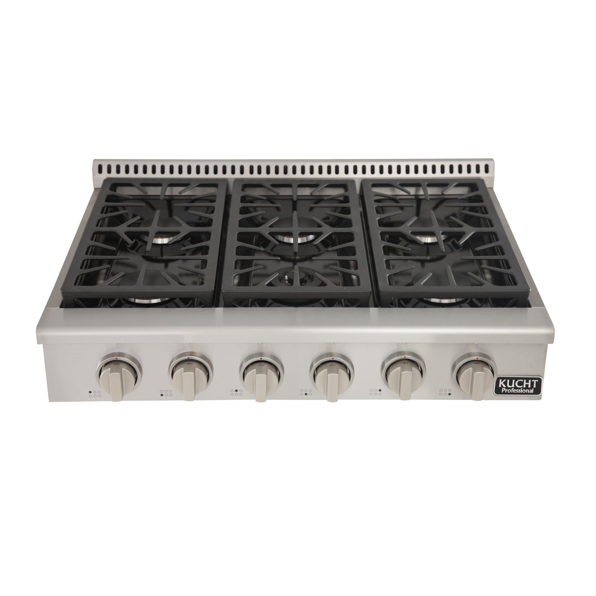 Kucht KRT Series 36" Natural Gas Range-Top With 6 Burners and Royal Blue Knobs