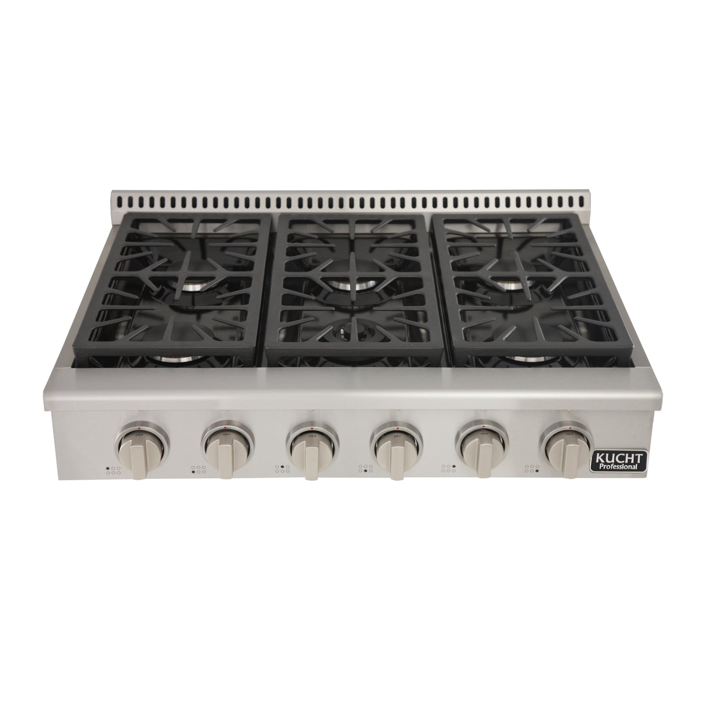 Kucht KRT Series 36" Propane Gas Range-Top With 6 Burners and Classic Silver Knobs