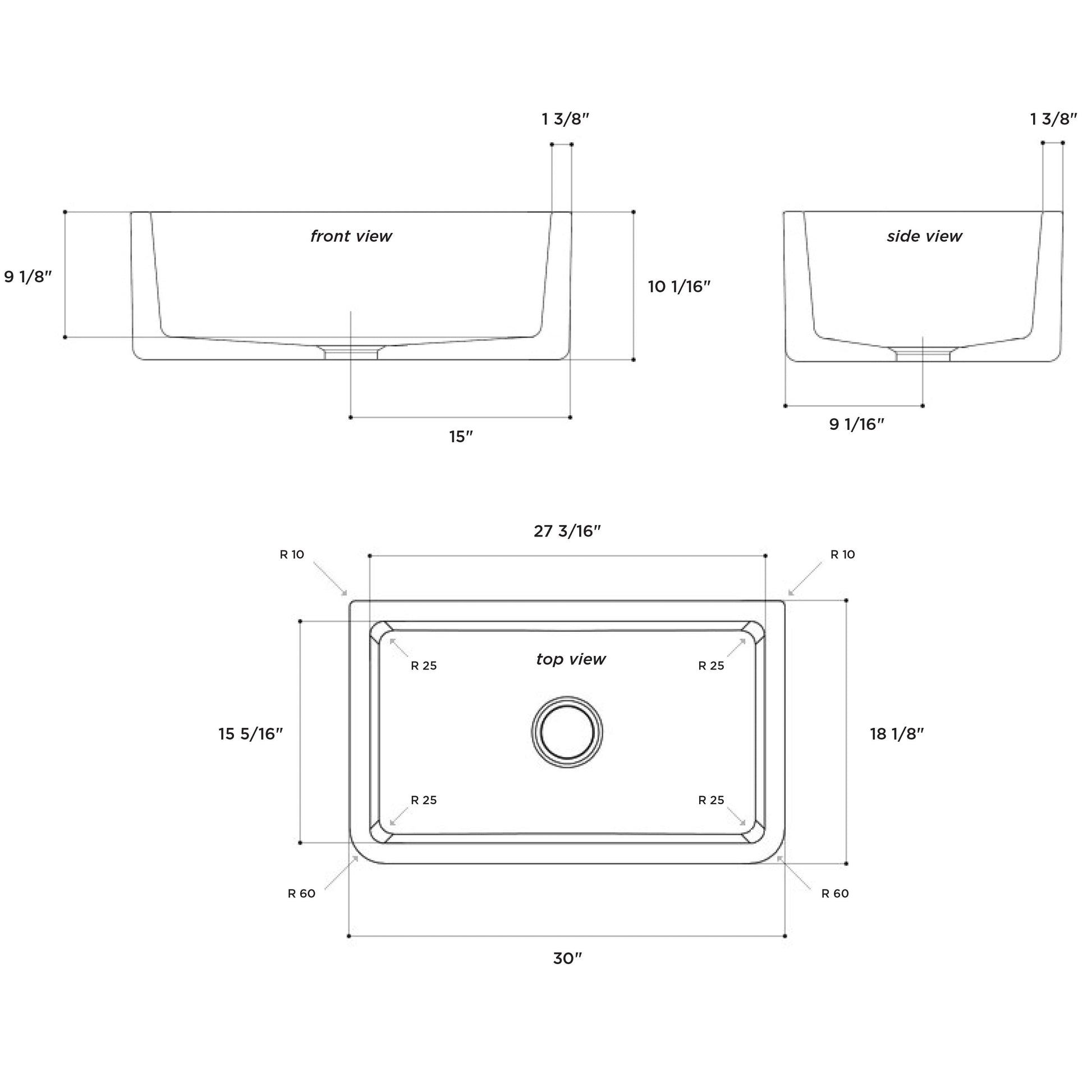 LaToscana 30" x 18" White Single Bowl Farmhouse Apron-Front Reversible Fireclay Rectangular Kitchen Sink