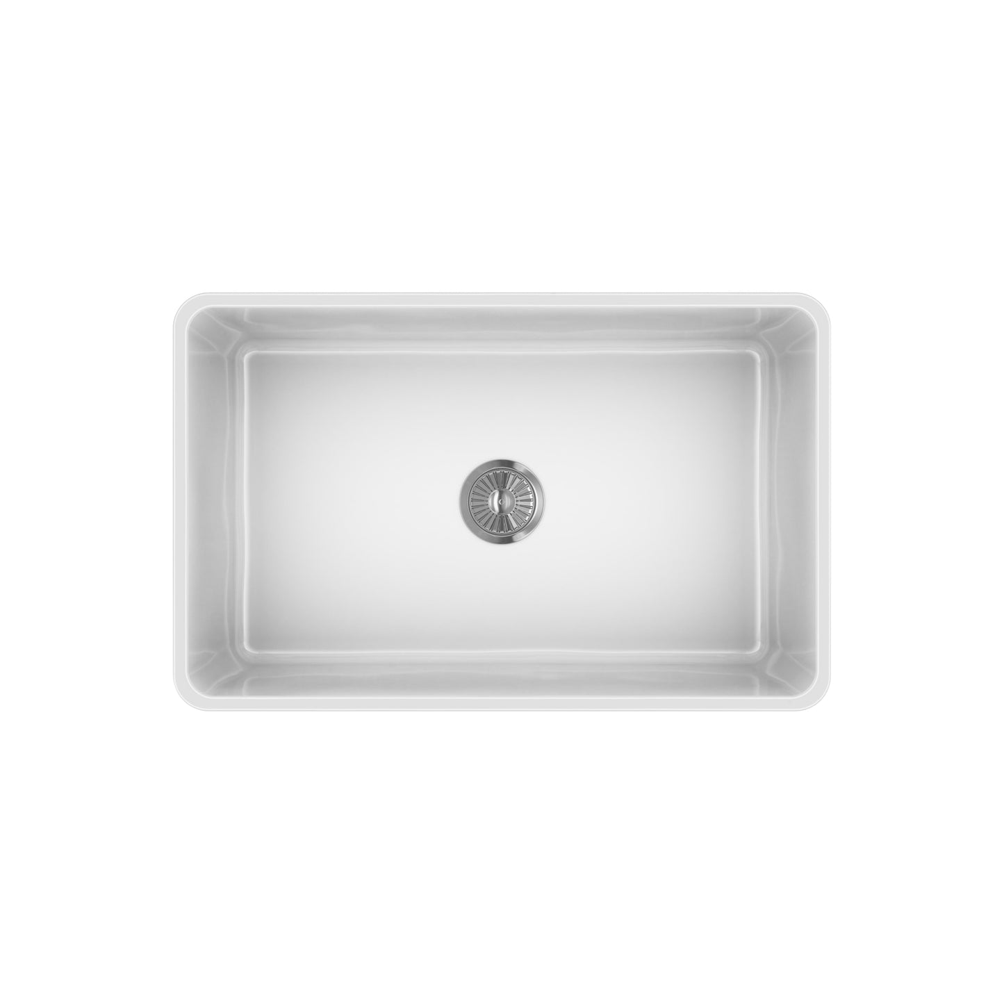 LaToscana 30" x 19" White Single Bowl Farmhouse Apron-Front Reversible Fireclay Rectangular Kitchen Sink