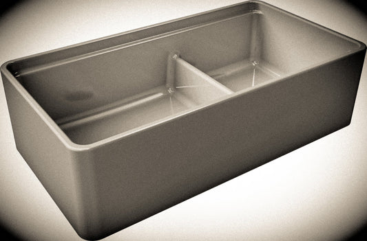 LaToscana 36" Matte Black Double Bowl Farmhouse Reversible Fireclay Rectangular Kitchen Sink