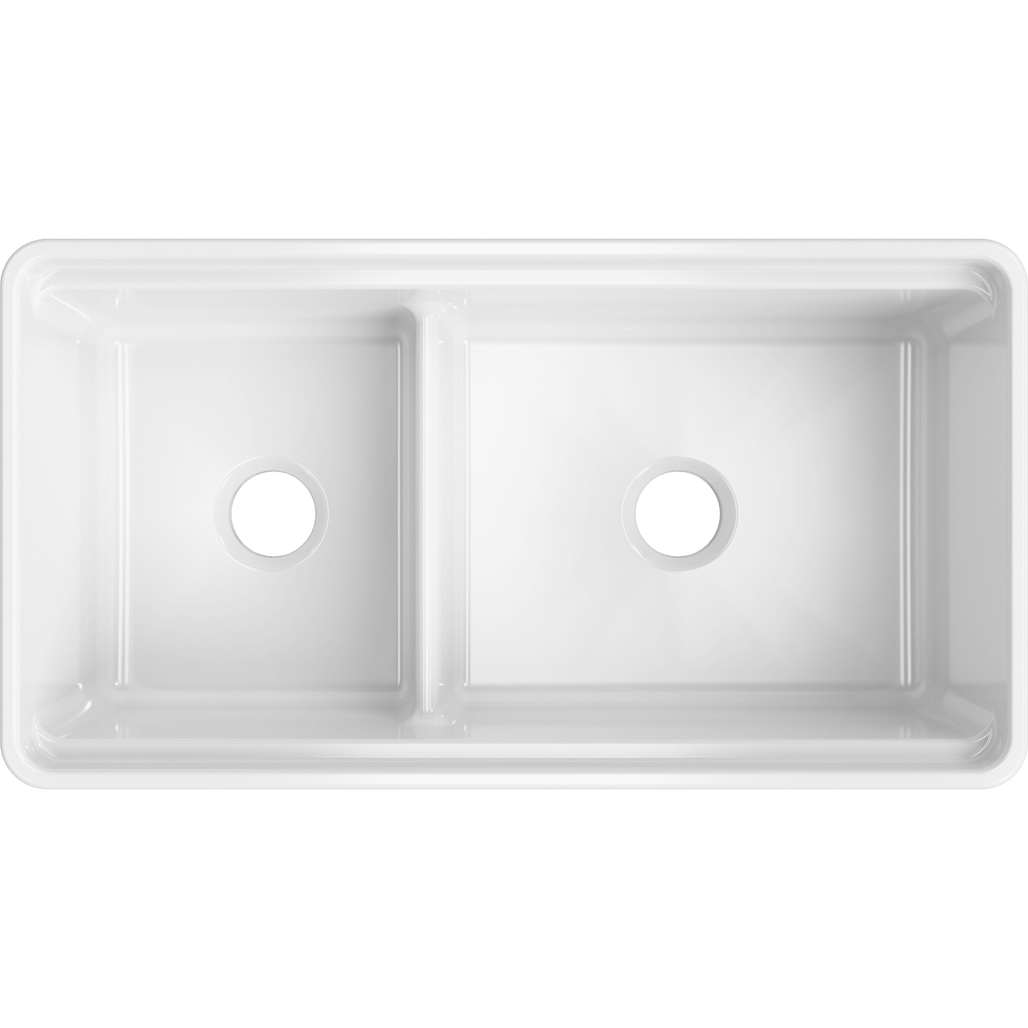 LaToscana 36" White Double Bowl Farmhouse Reversible Fireclay Rectangular Kitchen Sink