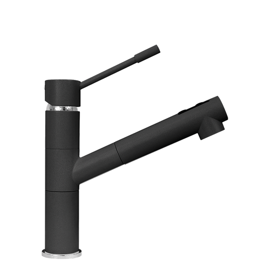LaToscana Black Metallic Single Hole Pull-out Spray Kitchen Faucet