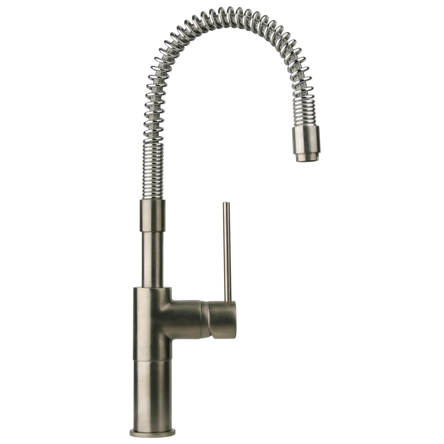 LaToscana Brushed Nickel Single Hole Deck Mounted Pull-Down Kitchen Faucet With Spring Spout