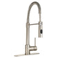 LaToscana Brushed Nickel Single Hole Pull-Out Deck Mounted Kitchen Faucet With Spring Spout