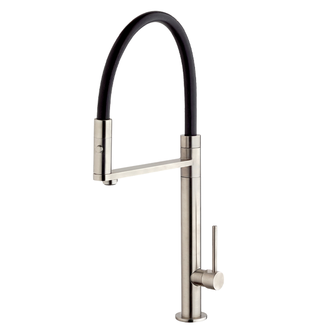 LaToscana Brushed Nickel Single Hole Pull-Out Spray Kitchen Faucet With Silicon Hose
