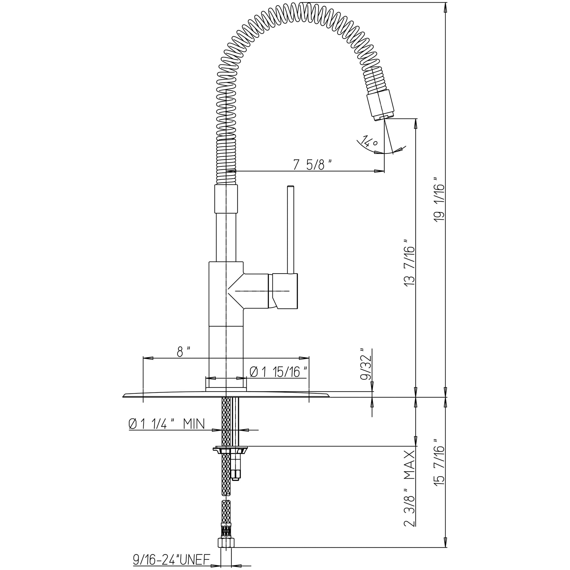 LaToscana Chrome Single Hole Deck Mounted Pull-Down Kitchen Faucet With Spring Spout