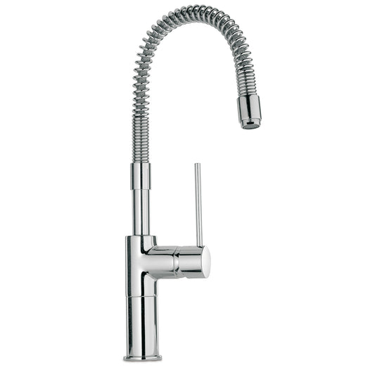 LaToscana Chrome Single Hole Deck Mounted Pull-Down Kitchen Faucet With Spring Spout