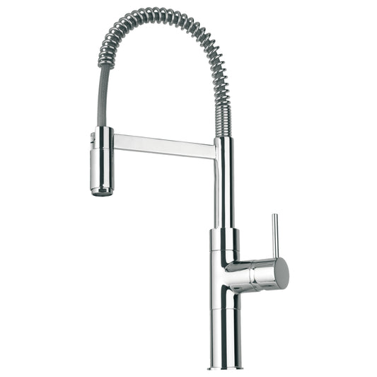 LaToscana Cox Chrome Single Hole Deck Mounted Pull-Down Kitchen Faucet With Spring Spout
