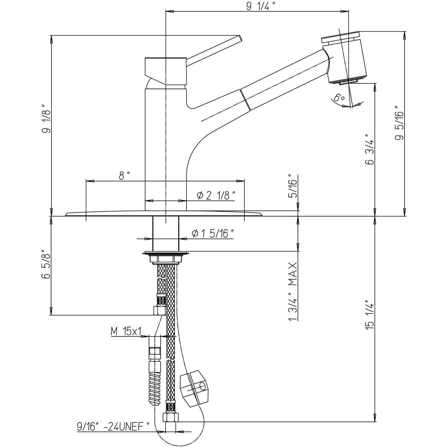 LaToscana Cox Chrome Single Hole Pull-Out Kitchen Faucet