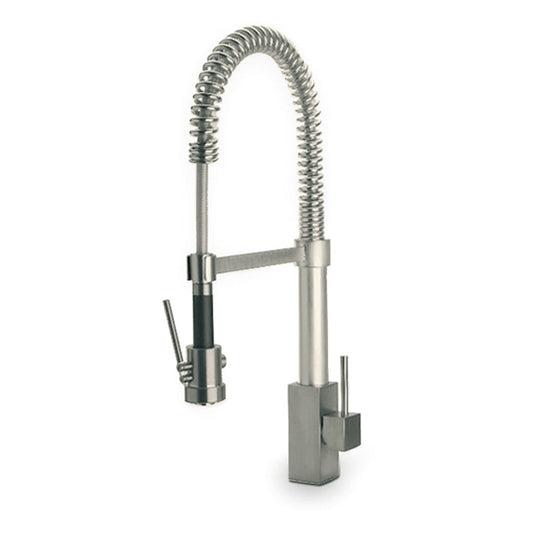 LaToscana Dax Brushed Nickel Single Hole Deck Mounted Pull-Down Sprayer Kitchen Faucet With Spring Spout