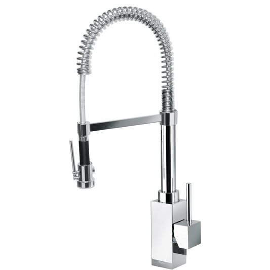 LaToscana Dax Chrome Single Hole Deck Mounted Pull-Down Sprayer Kitchen Faucet With Spring Spout