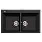 LaToscana Elegance 34" x 20" x 8" Black Metallic Double Bowl Drop-in Granite Rectangular Kitchen Sink